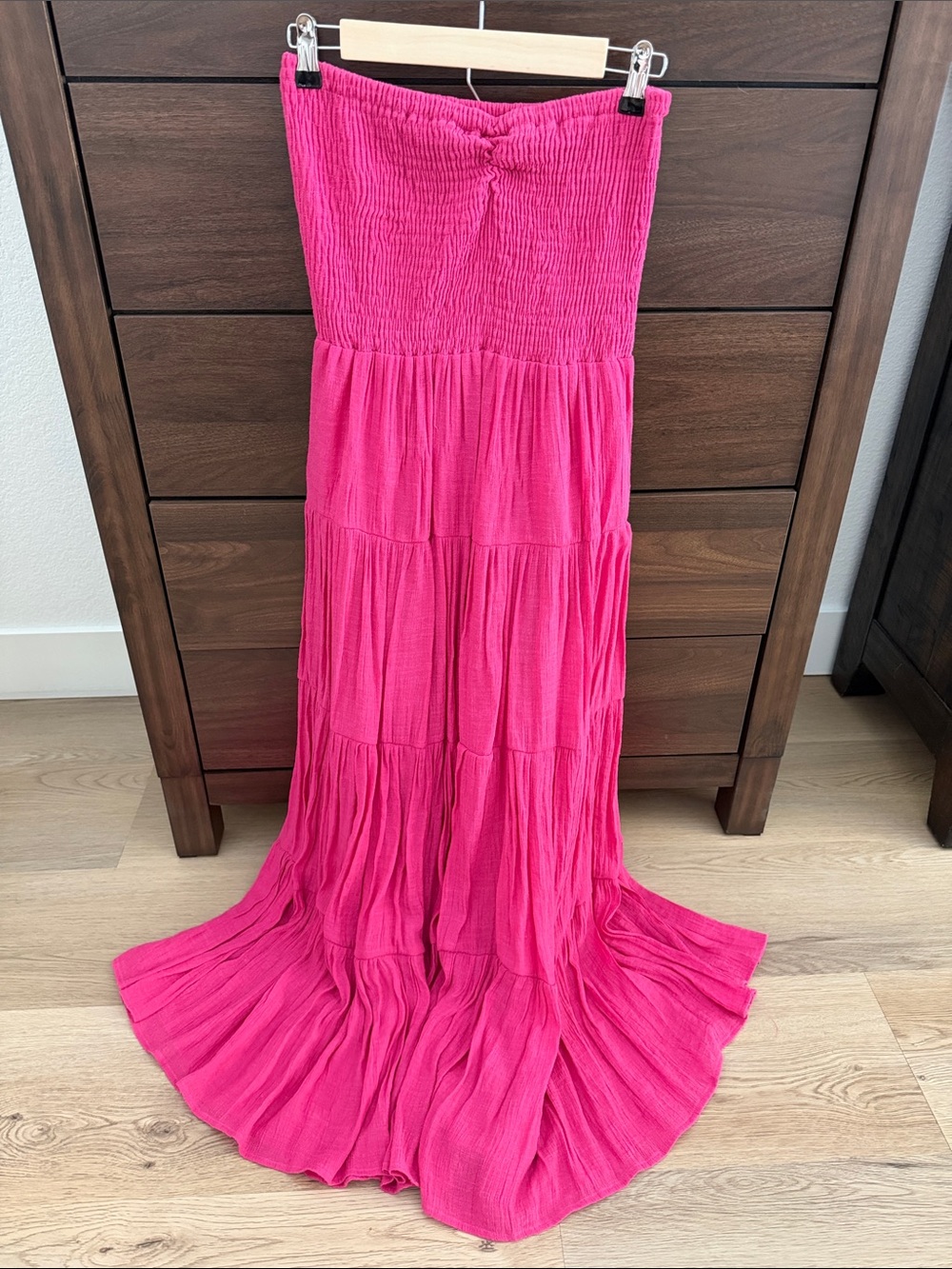 HYFVE Hot Pink Strapless Maxi Dress